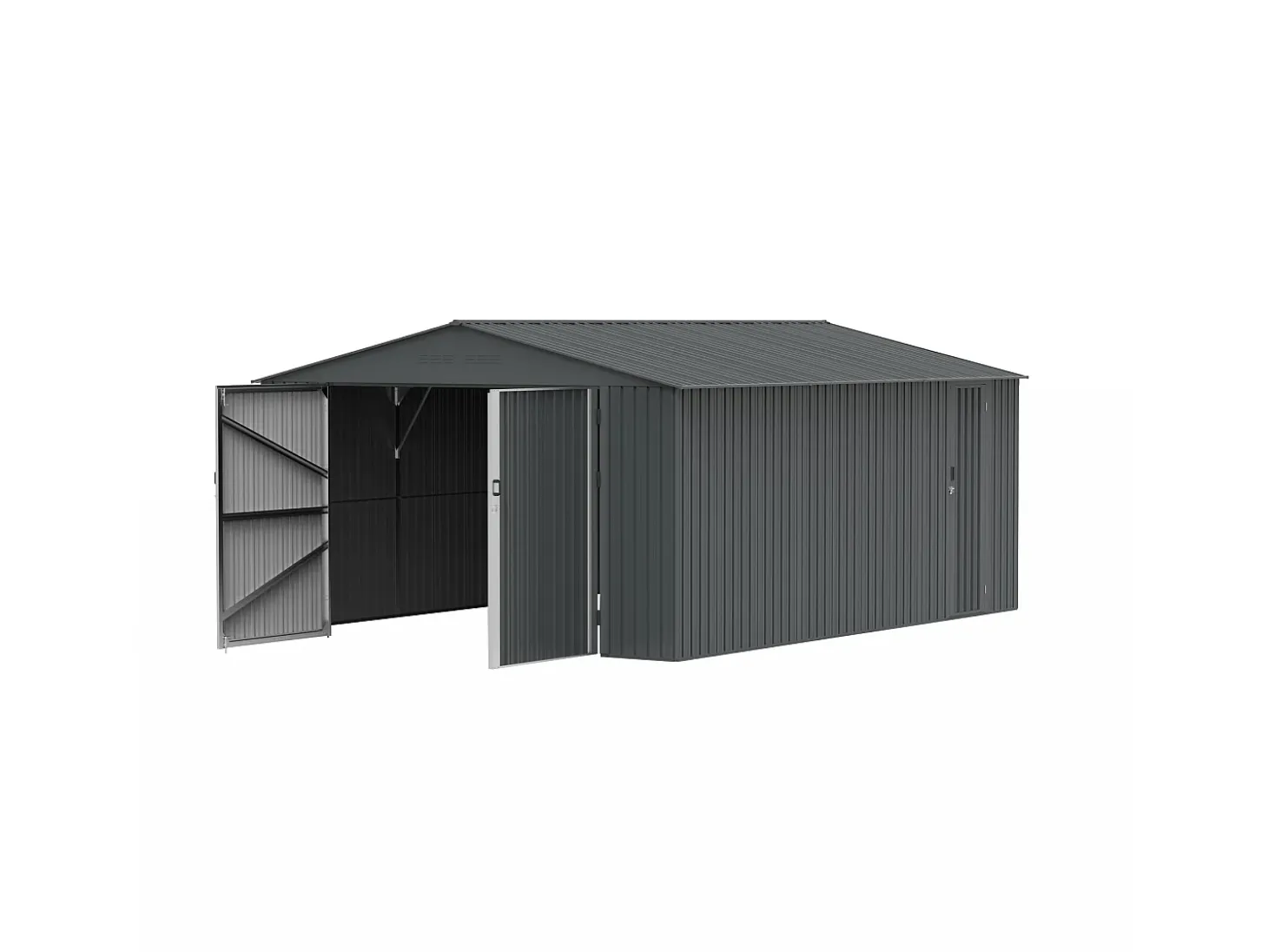 Garagem em aço galvanizado cinza antracite - porta lateral - 19 m² - RIDOSO