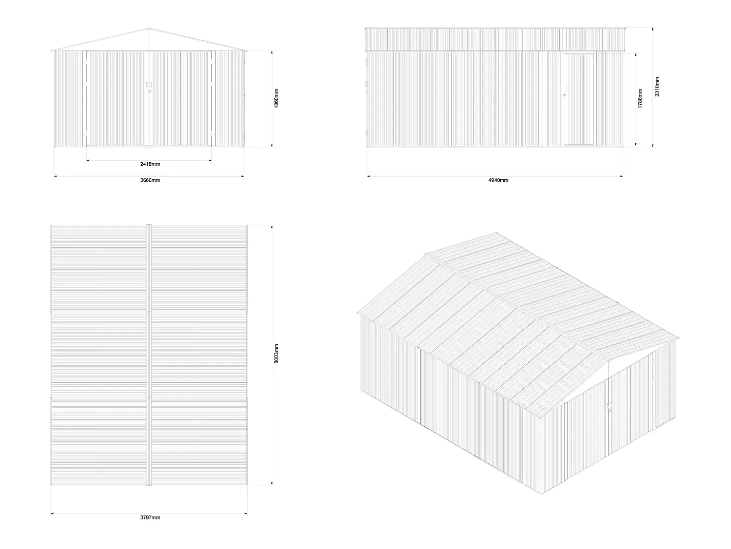 Garagem em aço galvanizado cinza antracite - porta lateral - 19 m² - RIDOSO