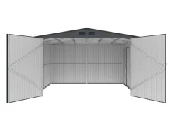 Garagem em aço galvanizado efeito madeira cinzenta 15,1 m² NERON