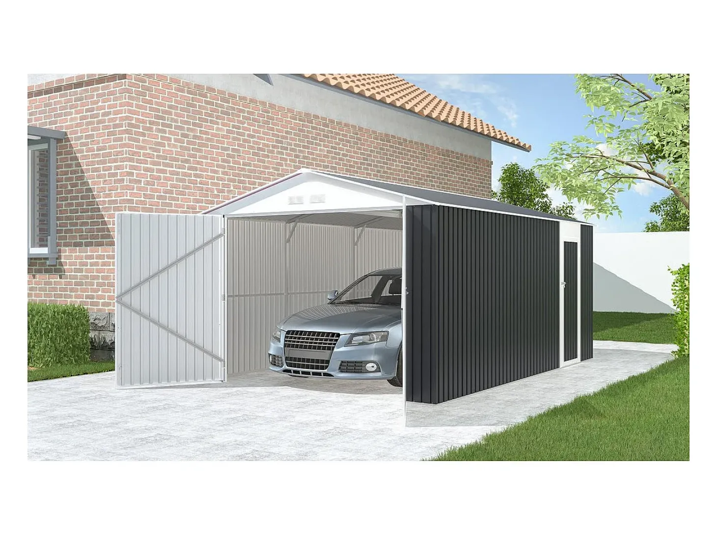 Garagem metálica "Houston" 15,36 m² - Antracite