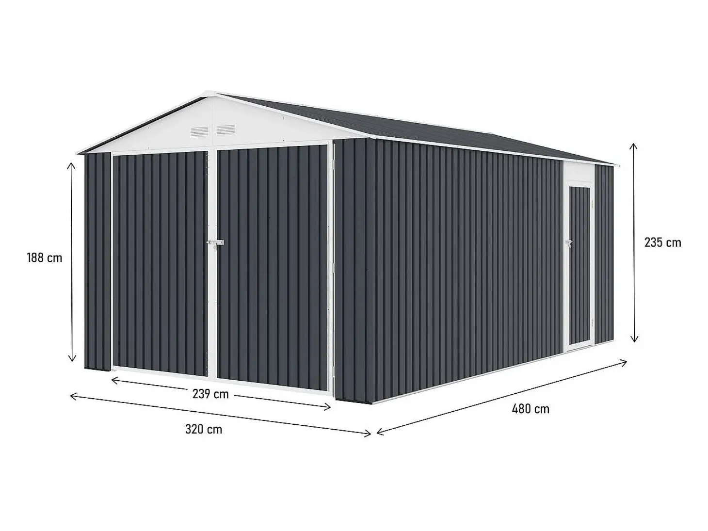 Garagem metálica "Houston" 15,36 m² - Antracite