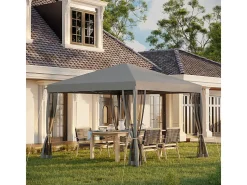Gazebo de aço e tecido Oxford 420D - 3x3m 9 m² - com cortinas - 2 portas com zíper