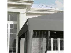 Gazebo de aço e tecido Oxford 420D - 3x3m 9 m² - com cortinas - 2 portas com zíper
