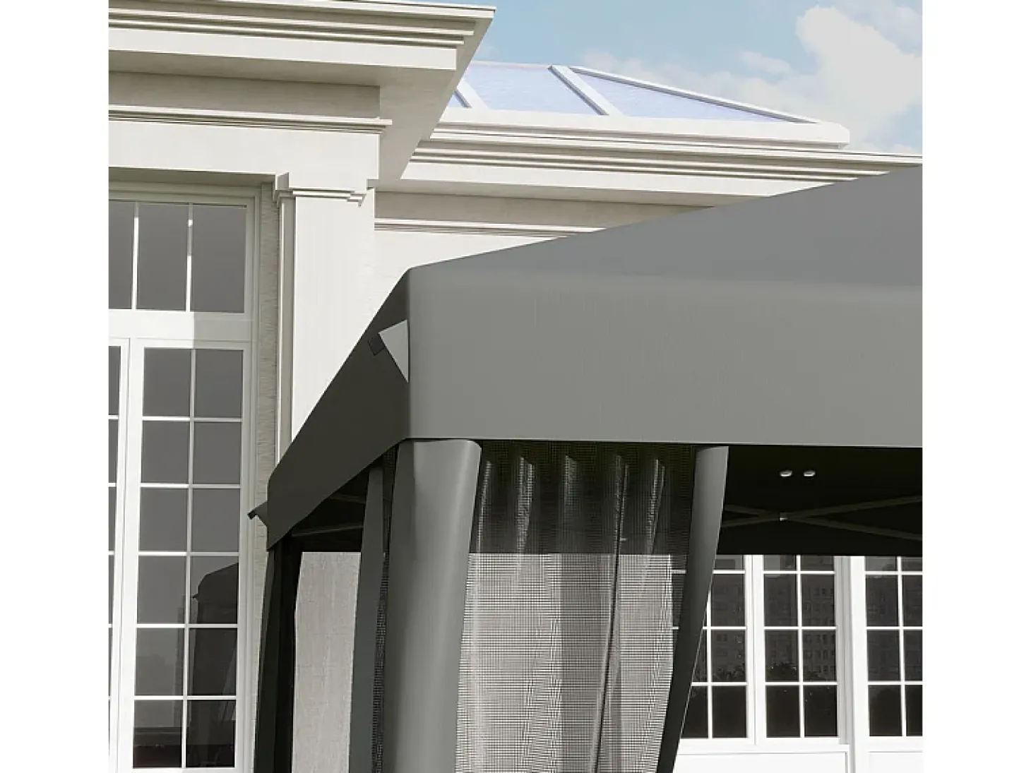 Gazebo de aço e tecido Oxford 420D - 3x3m 9 m² - com cortinas - 2 portas com zíper