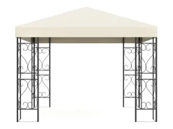 Gazebo de jardim em metal estilo ferro forjado - Preto e Bege - FIDALA