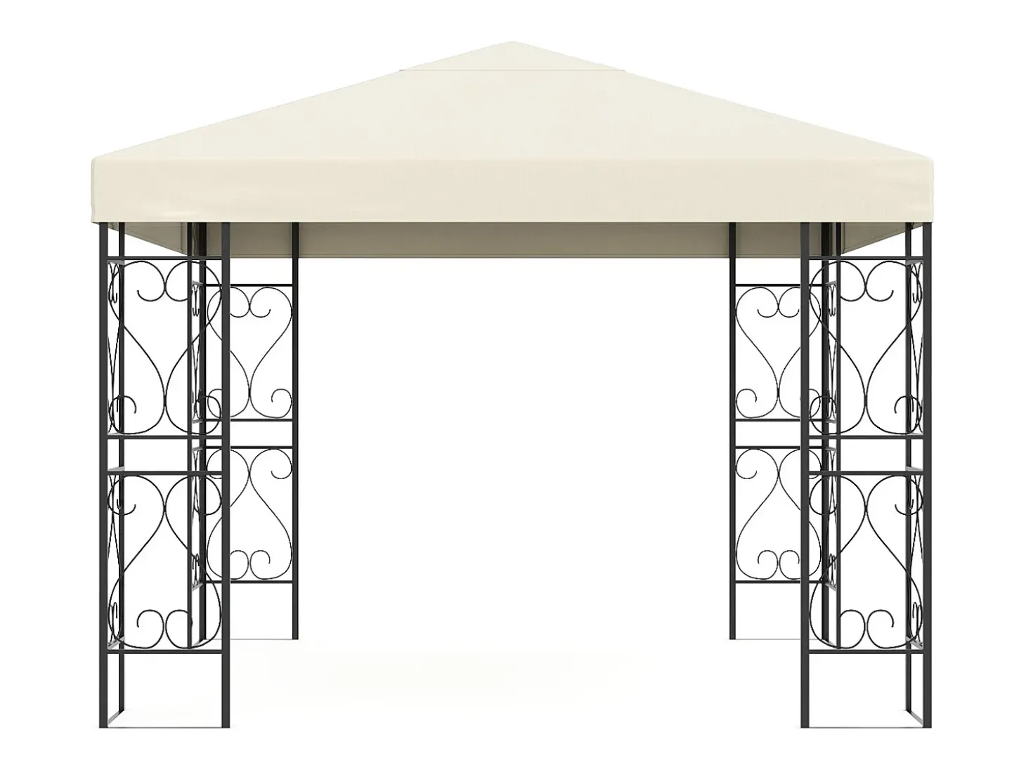 Gazebo de jardim em metal estilo ferro forjado - Preto e Bege - FIDALA