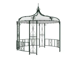 Gazebo de jardim TILCARA em metal estilo ferro forjado D300 x A290 cm verde