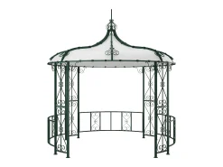 Gazebo de jardim TILCARA em metal estilo ferro forjado D300 x A290 cm verde