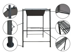 Gazebo pergolado para churrasco - 277 x 149 cm - Antracite -