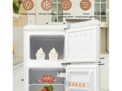Geladeira de duas dotas, 28L + 64L, com 3 prateleiras e LEDs, -27 ° C a 13 ° C, 116 kWh/ano, eficiência energética de