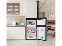 Geladeira de porta dupla com ajuste e rodízios - 72L - 120kWh/ano - baixo nível de ruído de 39 dB - 45x46x91cm
