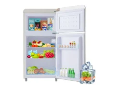 Geladeira de porta dupla com ajuste e rodízios - 72L - 120kWh/ano - baixo nível de ruído de 39 dB - classe E - 45x44x91cm