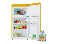Geladeira de porta dupla com ajuste e rodízios - 72L - 120kWh/ano - baixo nível de ruído de 39 dB - classe E - 45x44x91cm