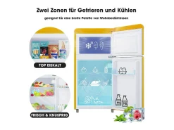 Geladeira de porta dupla com ajuste e rodízios - 72L - 120kWh/ano - baixo nível de ruído de 39 dB - classe E - 45x44x91cm