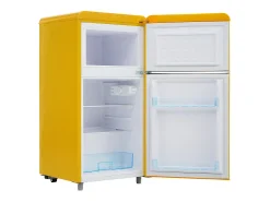 Geladeira de porta dupla com ajuste e rodízios - 72L - 120kWh/ano - baixo nível de ruído de 39 dB - classe E - 45x44x91cm