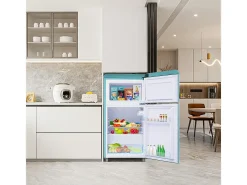 Geladeira de porta dupla com ajuste e rodízios - 72L - 120kWh/ano - baixo nível de ruído de 39 dB - classe E - 45x44x91cm