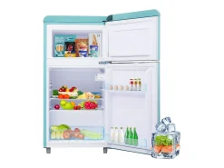 Geladeira de porta dupla com ajuste e rodízios - 72L - 120kWh/ano - baixo nível de ruído de 39 dB - classe E - 45x44x91cm