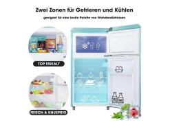 Geladeira de porta dupla com ajuste e rodízios - 72L - 120kWh/ano - baixo nível de ruído de 39 dB - classe E - 45x44x91cm