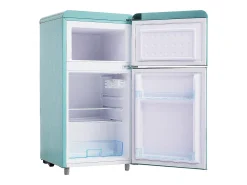 Geladeira de porta dupla com ajuste e rodízios - 72L - 120kWh/ano - baixo nível de ruído de 39 dB - classe E - 45x44x91cm