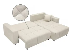 George", sofá-cama de canto de 4 lugares, estilo bolha, em tecido chenille - Bege
