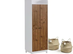 Goslar | Roupeiro com 2 Portas em MDF Branco e Carvalho Pacífico