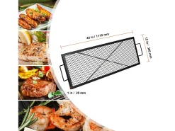 Grade de Cozinha Retangular SucceBuy de 112CM, Grelha para Lareira X-Marks, Aço Robusto