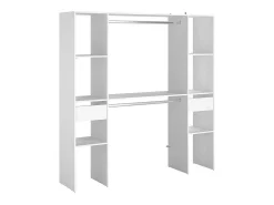 Grande Guarda-Roupa Branco com 6 Prateleiras, 2 Cabides, 2 Gavetas - ELYSEE