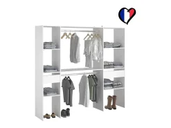 Grande Guarda-Roupa Branco com 6 Prateleiras, 2 Cabides, 2 Gavetas - ELYSEE