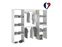 Grande Guarda-Roupa Branco 6 Prateleiras 1 Gaveta 2 Cabideiros 220x40x180 ELYSEE