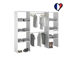 Grande Guarda-Roupa Branco 6 Prateleiras 1 Gaveta 2 Cabideiros 220x40x180 ELYSEE
