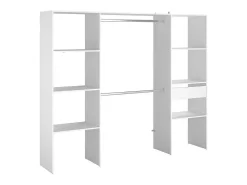 Grande Guarda-Roupa Branco 6 Prateleiras 1 Gaveta 2 Cabideiros 220x40x180 ELYSEE