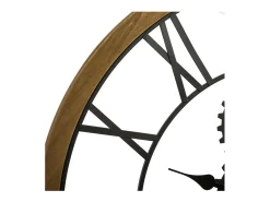 Grande Relógio de Parede Industrial em Madeira e Metal D 70 cm Preto