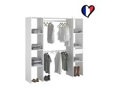 Grande Roupeiro Grand Dressing Blanc 180x40x180 com Prateleiras, Cabideiros e Gaveta - ELYSEE