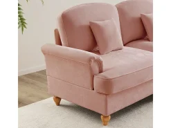 Grande Sofá 2 Lugares em Chenille - Capa Removível e 2 Almofadas - 194x83.5x93cm - Rosa