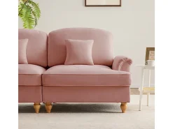 Grande Sofá 2 Lugares em Chenille - Capa Removível e 2 Almofadas - 194x83.5x93cm - Rosa