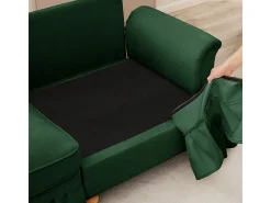 Grande Sofá 2 Lugares em Chenille - Capa Removível e 2 Almofadas - 194x83.5x93cm - Verde