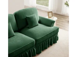 Grande Sofá 2 Lugares em Chenille - Capa Removível e 2 Almofadas - 194x83.5x93cm - Verde