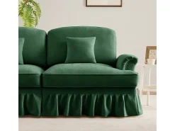 Grande Sofá 2 Lugares em Chenille - Capa Removível e 2 Almofadas - 194x83.5x93cm - Verde
