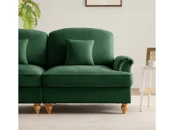 Grande Sofá 2 Lugares em Chenille - Capa Removível e 2 Almofadas - 194x83.5x93cm - Verde