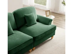 Grande Sofá 2 Lugares em Chenille - Capa Removível e 2 Almofadas - 194x83.5x93cm - Verde