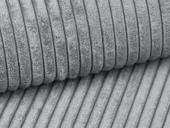 Grande sofá de canto direito panorâmico convertível veludo canelado cinza-claro AMELIA