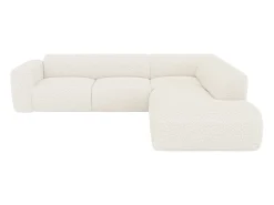 Grande sofá de canto direito com encosto de chaise-longue tecido bouclé POGNI Maison Céphy