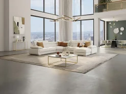 Grande sofá panorâmico em pele 7 lugares Branco - canto direito - ELEVANT