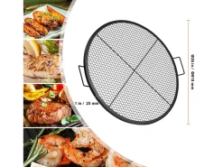 Grelha de Cozinha Redonda SucceBuy de 91.44CM, Grelha de Churrasco Robustade Aço com Pegador e Suporte de Arame X, Preto
