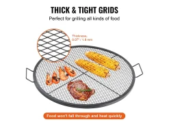 Grelha de Cozinha Redonda SucceBuy de 91.44CM, Grelha de Churrasco Robustade Aço com Pegador e Suporte de Arame X, Preto