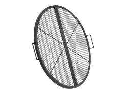 Grelha de Lareira SucceBuy Redonda Dobrável de 91cm, Aço Resistente X-Marks, Utensílios de Cozinha de Camping Portáteis para Festas ao Ar Livre, Preto
