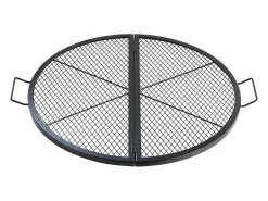 Grelha de Lareira SucceBuy Redonda Dobrável de 91cm, Aço Resistente X-Marks, Utensílios de Cozinha de Camping Portáteis para Festas ao Ar Livre, Preto