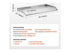 Grelha, SucceBuy Chapa para Churrasco em Aço Inoxidável 910 x 525 mm