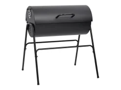 Grelhador barril c/ 2 grelhas de cozinhar 80x95x90 cm aço preto