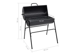 Grelhador barril c/ 2 grelhas de cozinhar 80x95x90 cm aço preto